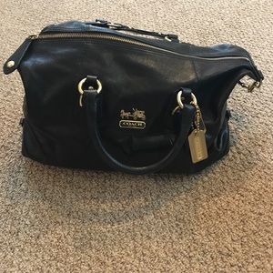 Black leather coach purse